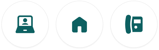 Green Laptop, Home, and Phone Icons